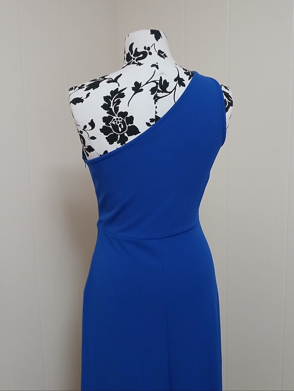 One-Shoulder Royal Blue Ruffle Maxi Dress - Picture 7 of 10